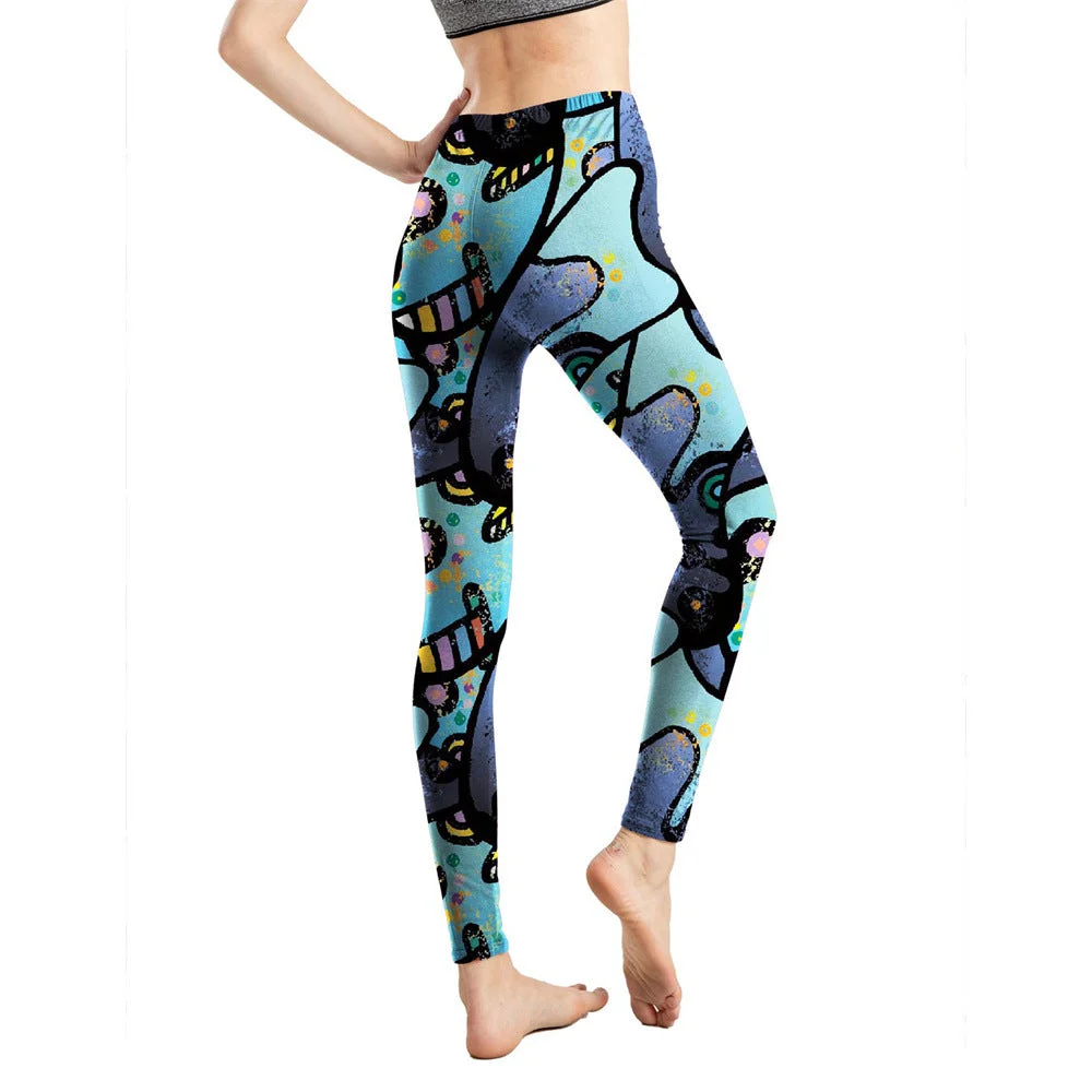 Uveng Milk Silk Printed Abstract Letter Cropped Leggings