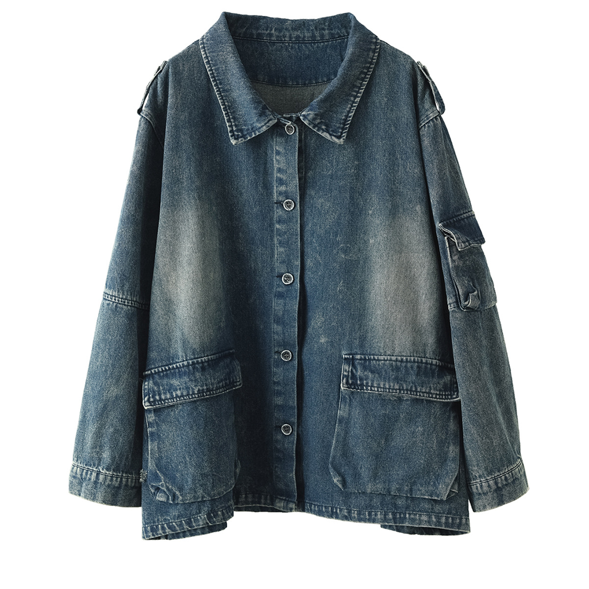 Vintage Splicing Long Sleeve Denim Jacket