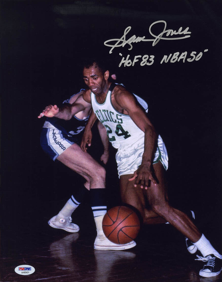 Sam Jones SIGNED 11x14 Photo Poster painting + HOF 83 NBA 50 Boston Celtics PSA/DNA AUTOGRAPHED