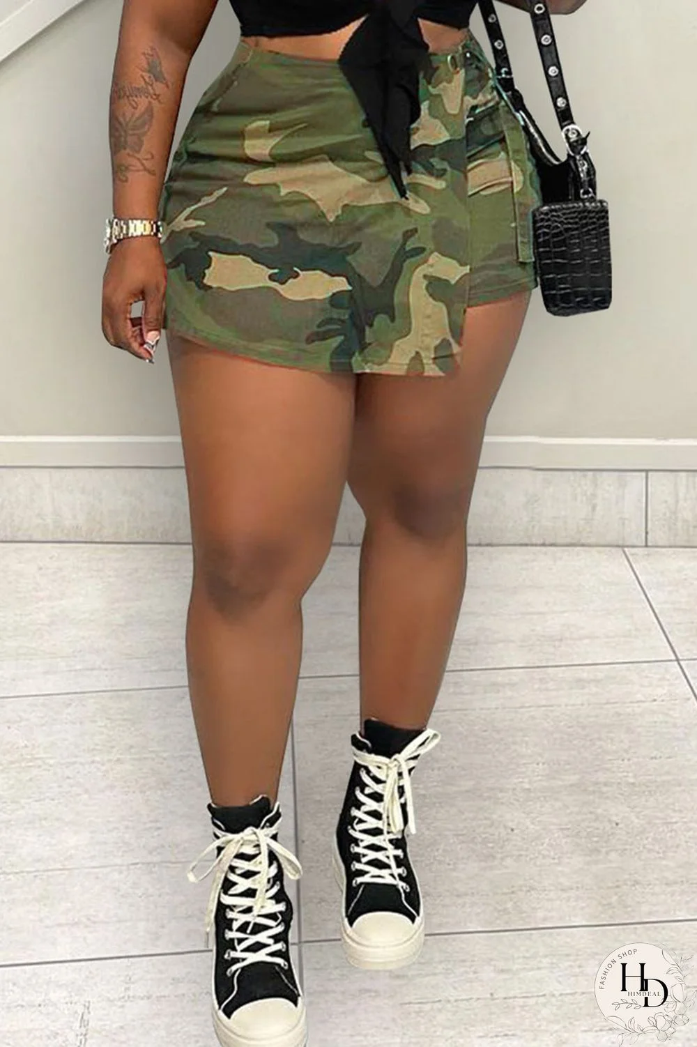 Camouflage Casual Street Print Camouflage Print High Waist Straight Full Print Bottoms