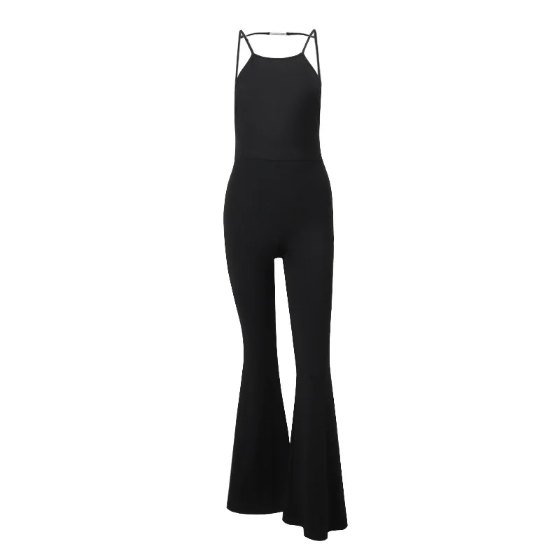 Brownm Brownm 2024 New Fashion Sexy Back Hollow Out Slim Show Thin Sling Horn Jumpsuit