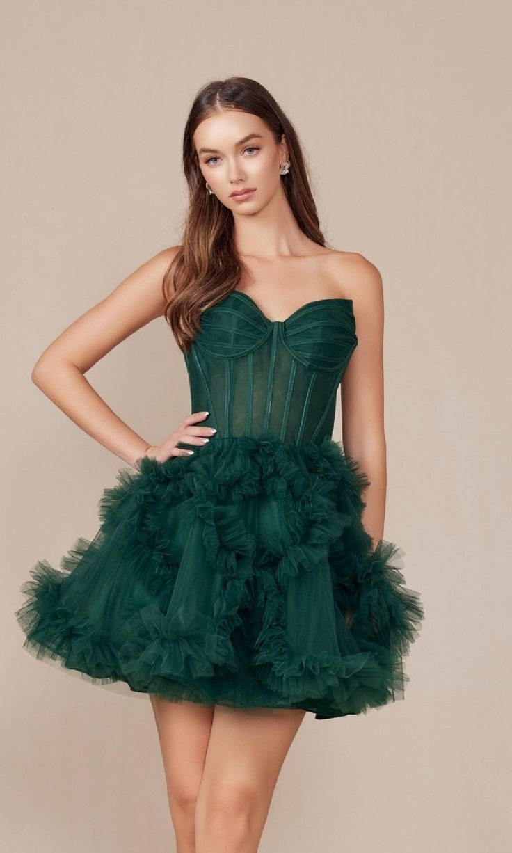 Lvs&Broner Tulle Sweetheart Sleeveless Short Homecoming Dress With Ruffles