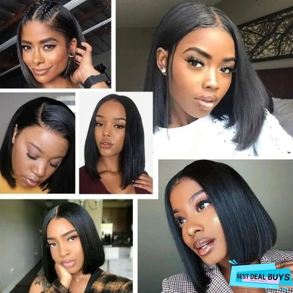 Chemical Fiber High Temperature Silk Women's Medium Split Short Straight Hair