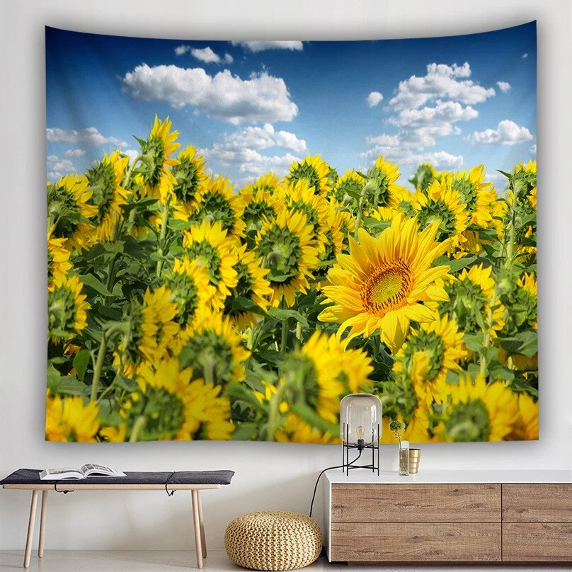 Sunflower Wall Decorative Tapestries Colorful Country Style Hanging Curtain Fabric Multifunctional Cloth for Decor Cloth Craft