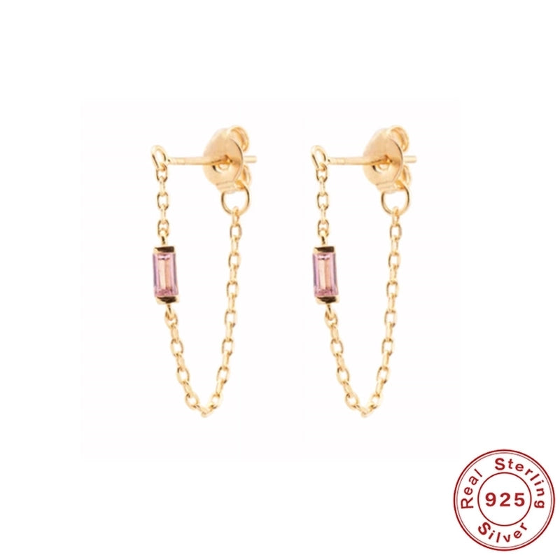 1 Pair 925 Sterling Silver Zircon Square Heart Shape Drop Earrings