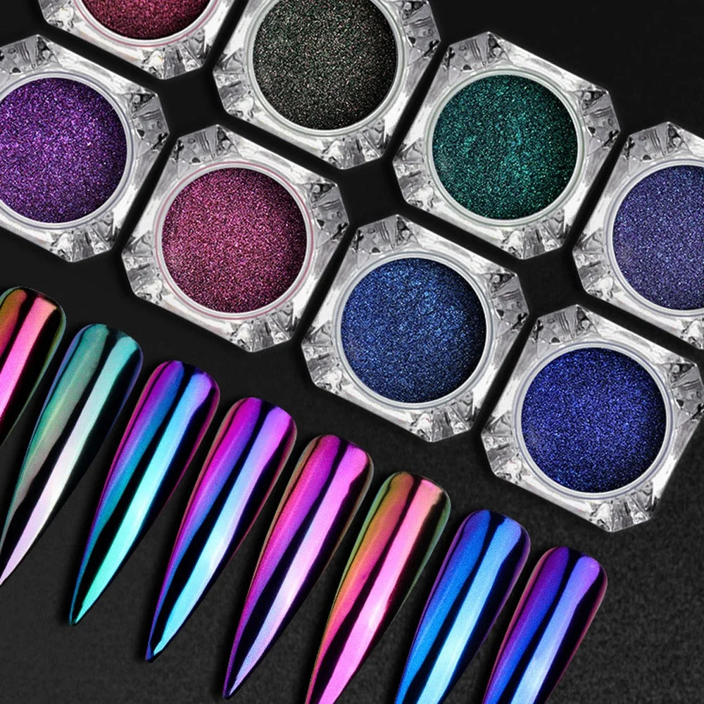 0.2g/ Box Glitter Magic Mirror Dust Powder Chameleon Aurora Nail Art Chrome Pigment Nail Decoration DIY Nail Art Glitter Tools