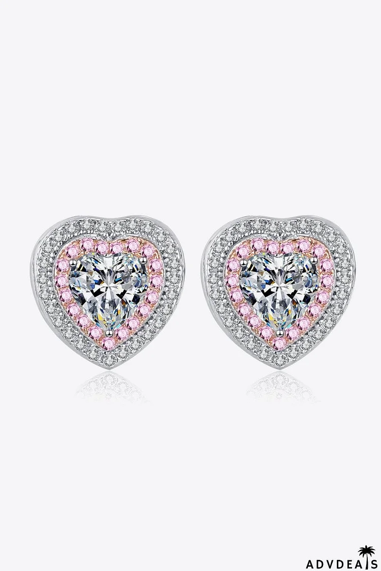 Moissanite Heart-Shaped Stud Earrings