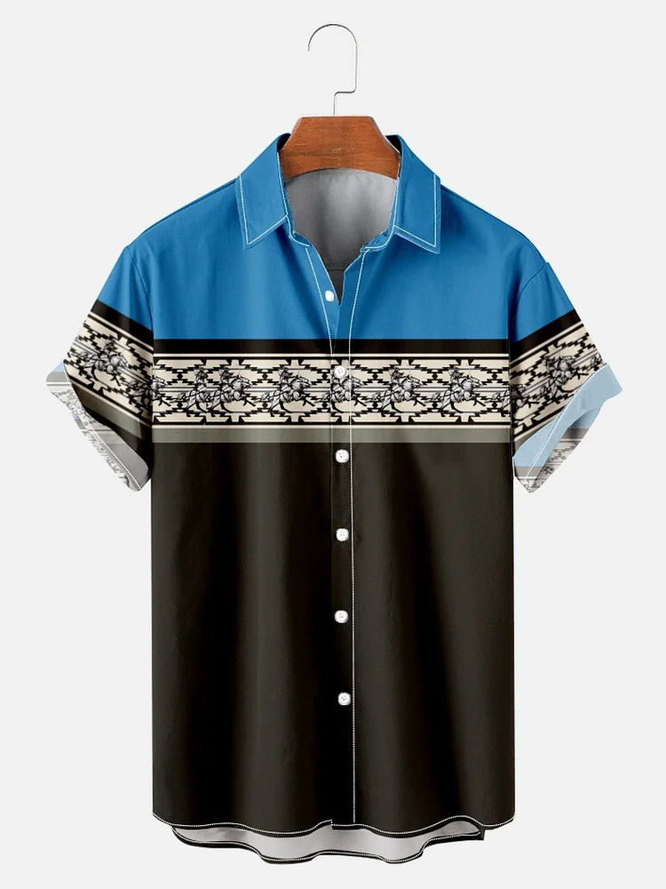 Men's Simple Everyday Vintage Graphic Print Contrast Color Casual Shirt