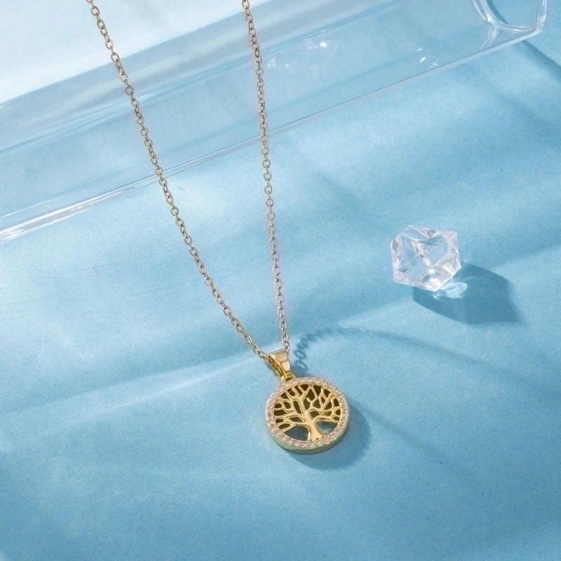 Stainless Steel Titanium Steel 18K Gold Plated Elegant Plating Inlay Sun Heart Shape Eye Zircon Pendant Necklace