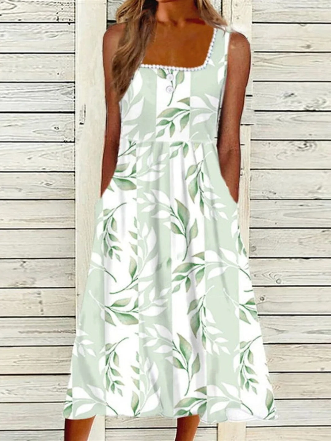 Women's Floral Printed Sleeveless U-neck Maxi Dress