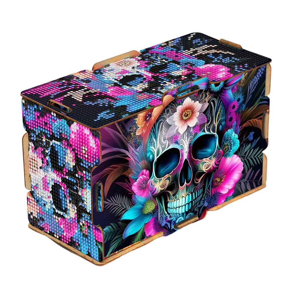 Flower Skull Diamond Painting Tissue Box Wooden Diamond Art Tissue Storage Box