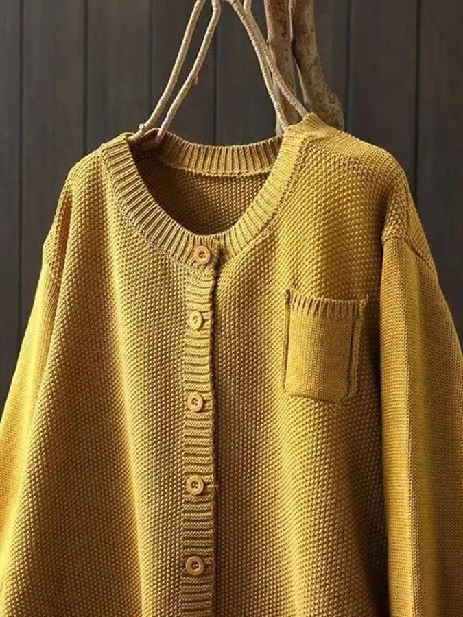 Thermostatic Wool Loose Striped Button-Shoulder Sweater