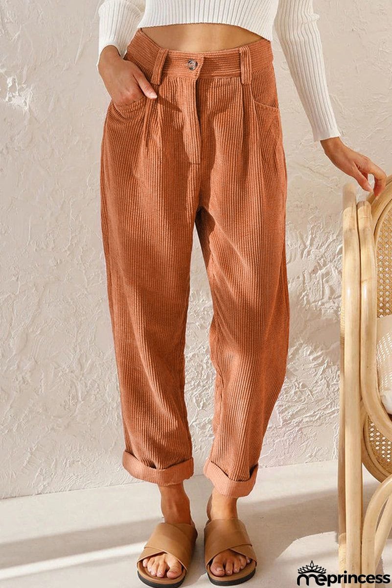 High Waisted Baggy Corduroy Pant