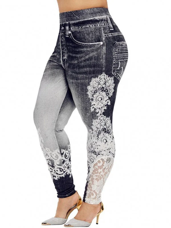Women's Graphic Printed Long Straight Jeans