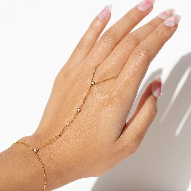 Cute Sweet Minimalist Splicing Copper Zircon 18K Gold Plated White Gold Plated Bracelets