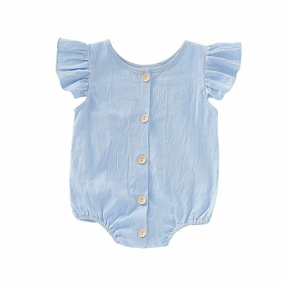 2019 Baby Summer Clothing Infants Baby Girls Boys Bodysuits Pure Color Ruffles Fly Short Sleeve Jumpsuit Clothes Tops Playsuits