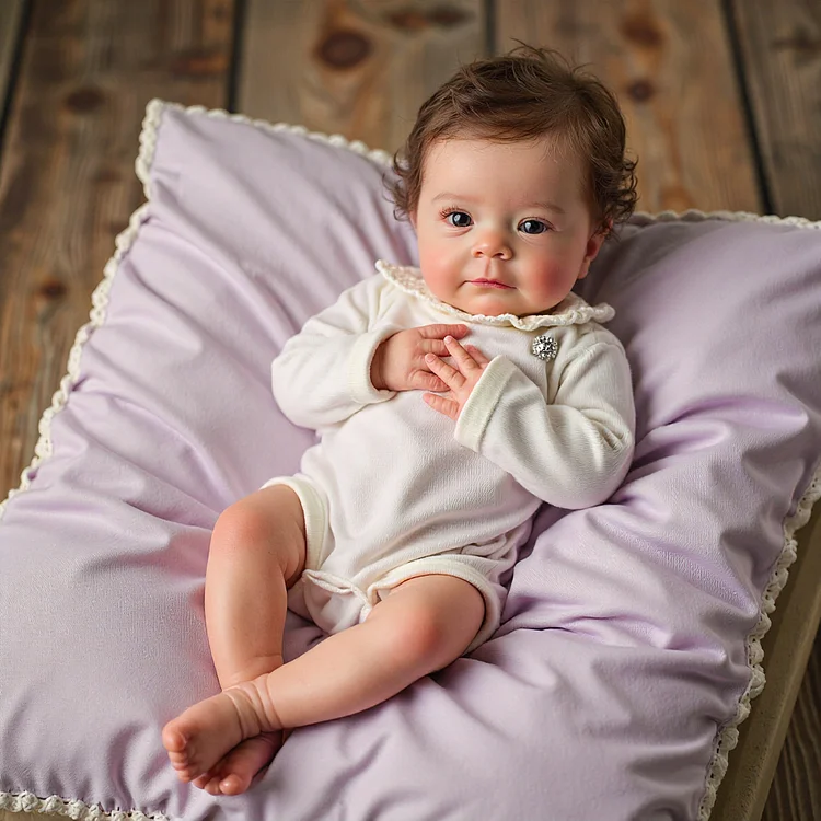 18" Real Lifelike Cute Awake Reborn Newborn Doll Named Elric with Brown Hair：Realistic Reborn Baby Dolls By Rsgdolls®