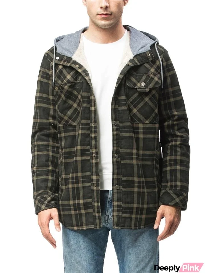 Men's Windproof Hooded Flannel Jacket