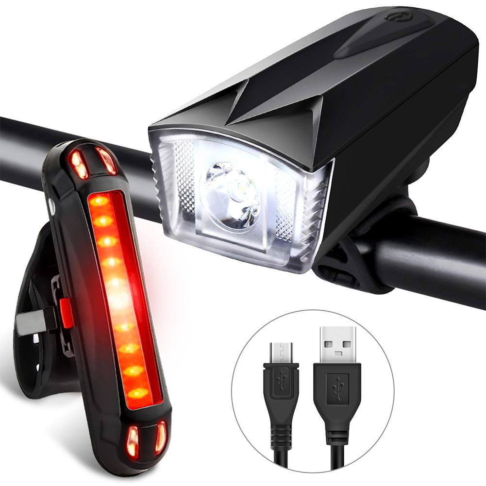 

ABS Mountain Bike USB Rechargeable Headlight+Tail Light Set Cycling Tackles, 501 Original