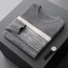 Men's 100% Pure Wool New Style Striped Contrasting Wool Sweater