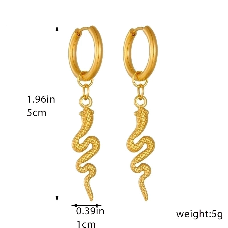1 Pair IG Style Minimalist Snake Plating Titanium Steel No Inlaid 18K Gold Plated Drop Earrings
