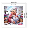 Happy Old Lady Doing Sewing-11CT Stamped Cross Stitch 45*45cm/17.72*17.72in