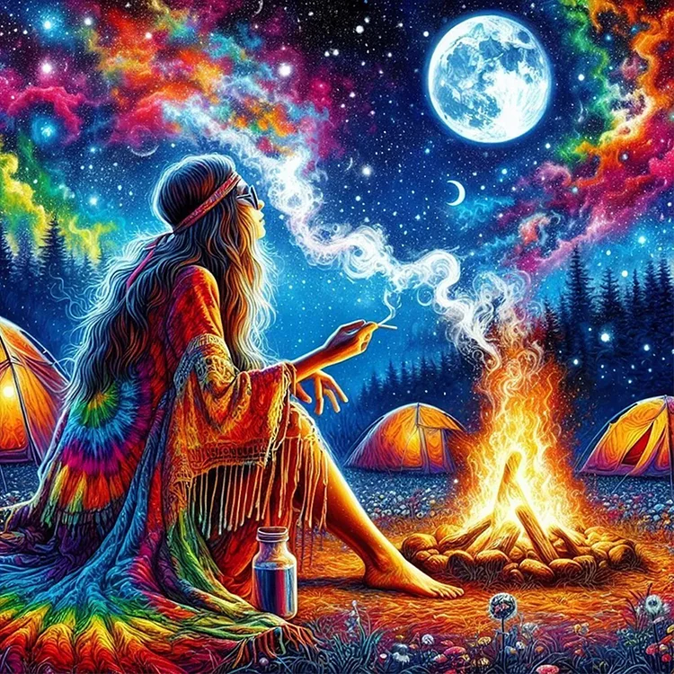 Girls Night Camp 50*50CM (Canvas) Full Round Drill Diamond Painting gbfke