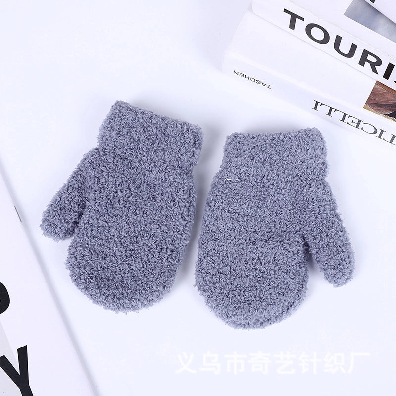 Children’s Gloves Warm Coral Fleece Cold Bag Gloves Men’s And Women’s Gloves Multi-color Optional