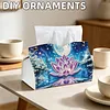 (25cm)Winter Night Pearl Lotus DIY Diamond Painting PU Tissue Holder Box