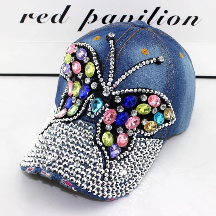Summer Baseball Cap for Women Hats Diamond Butterfly Rhinestone Caps Crystal SunHats Breathable Kpop Gorras Visors Dropshipping