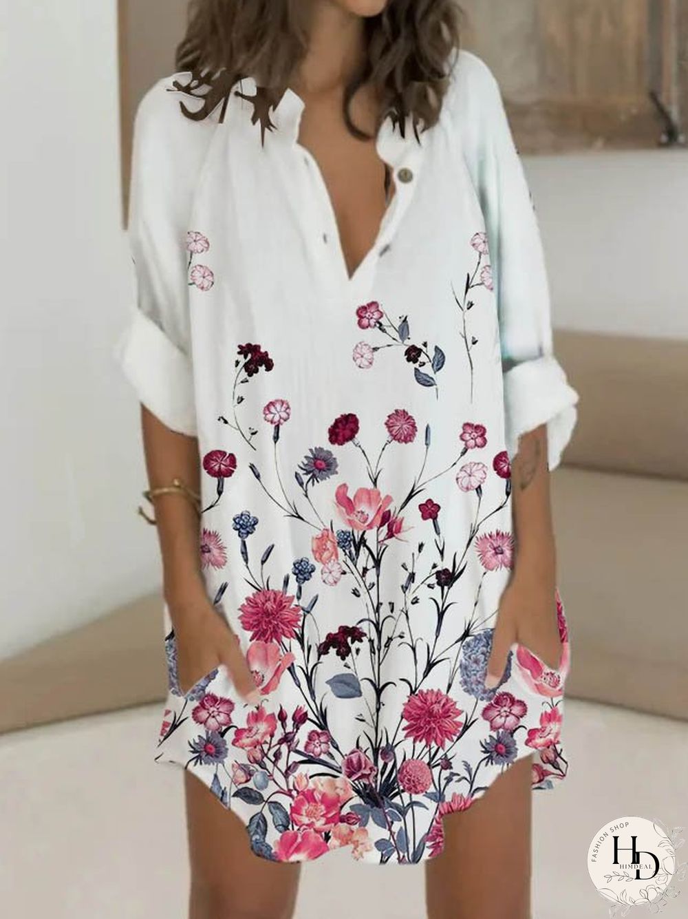 Floral Long Sleeve Weaving Dress