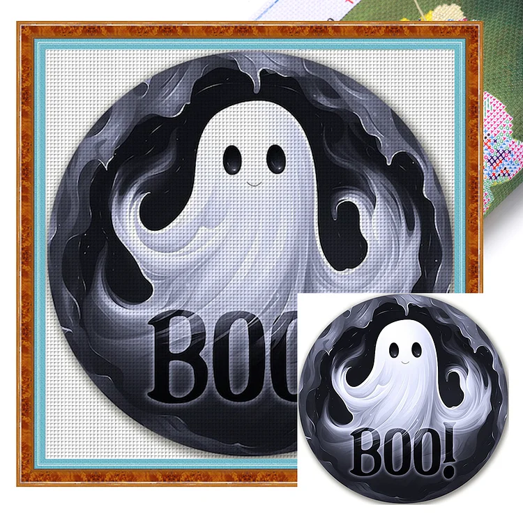 【Huacan Brand】Halloween Ghost Stamped Cross Stitch 40*40CM