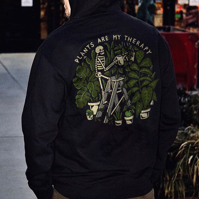 Plants Are My Therapy Printed Casual Men's Hoodie - Krazyskull