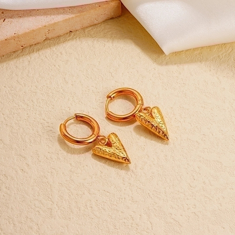 1 Pair Classic Style Heart Shape Plating 304 Stainless Steel K Gold Plated Rhodium Plated Drop Earrings