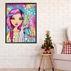 Diamond Painting-DIY Full Round Drill Girl with Purple Red Hair(40x50cm)