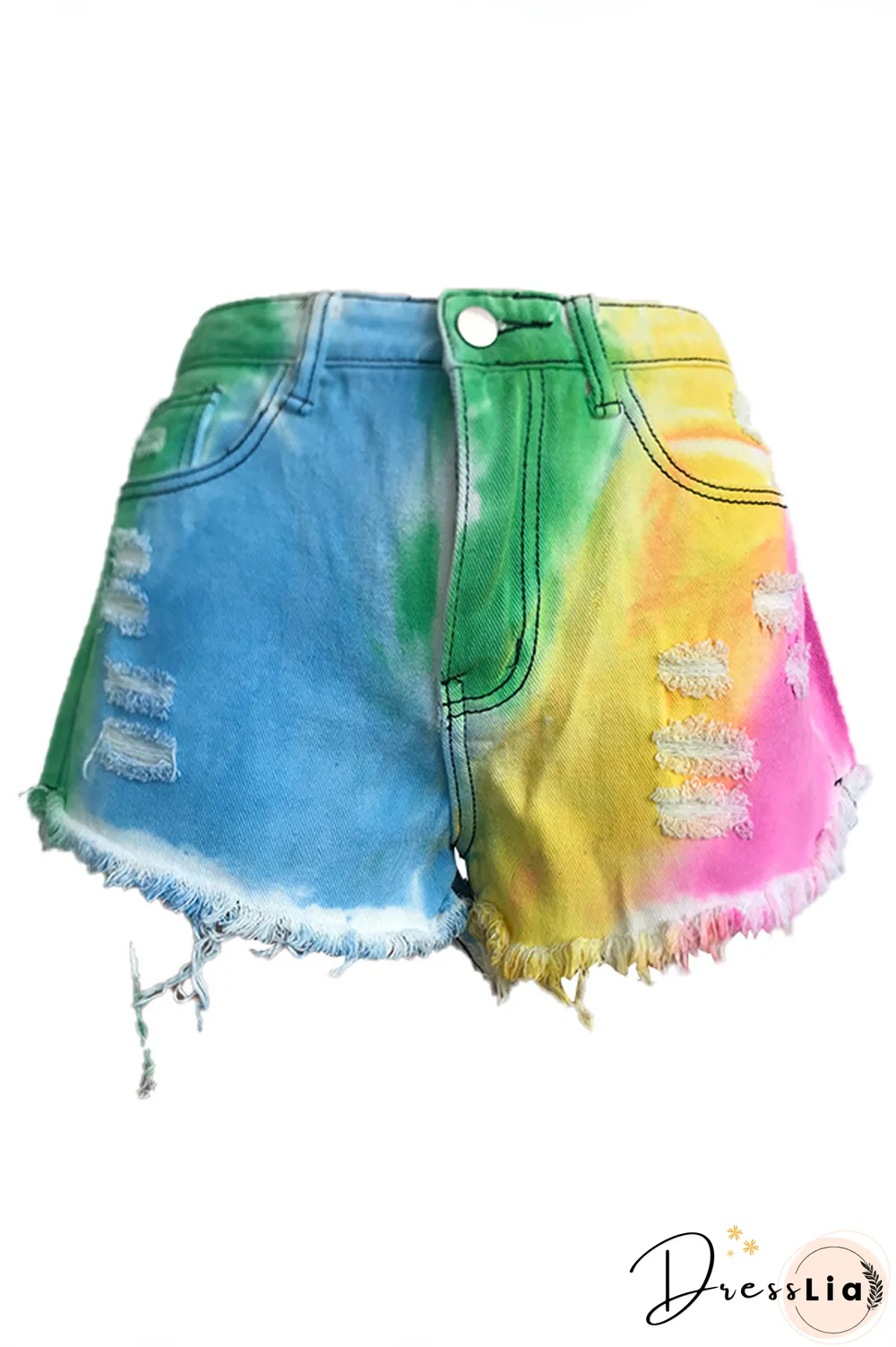 Denim Tassel Multicolor High Waist Casual Shorts