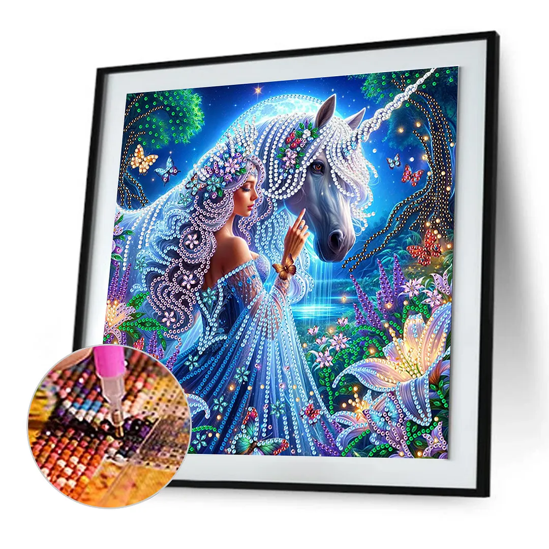 Unicorn Beauty - Diamond Painting - Partial Special Shaped Drill(Canvas|30*30cm)