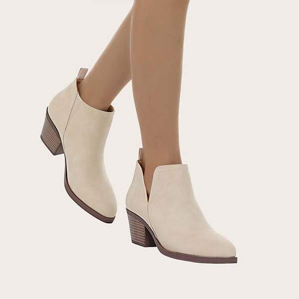 Women'S Pullover Short Solid Color Chunky Heel Boots 73976961C