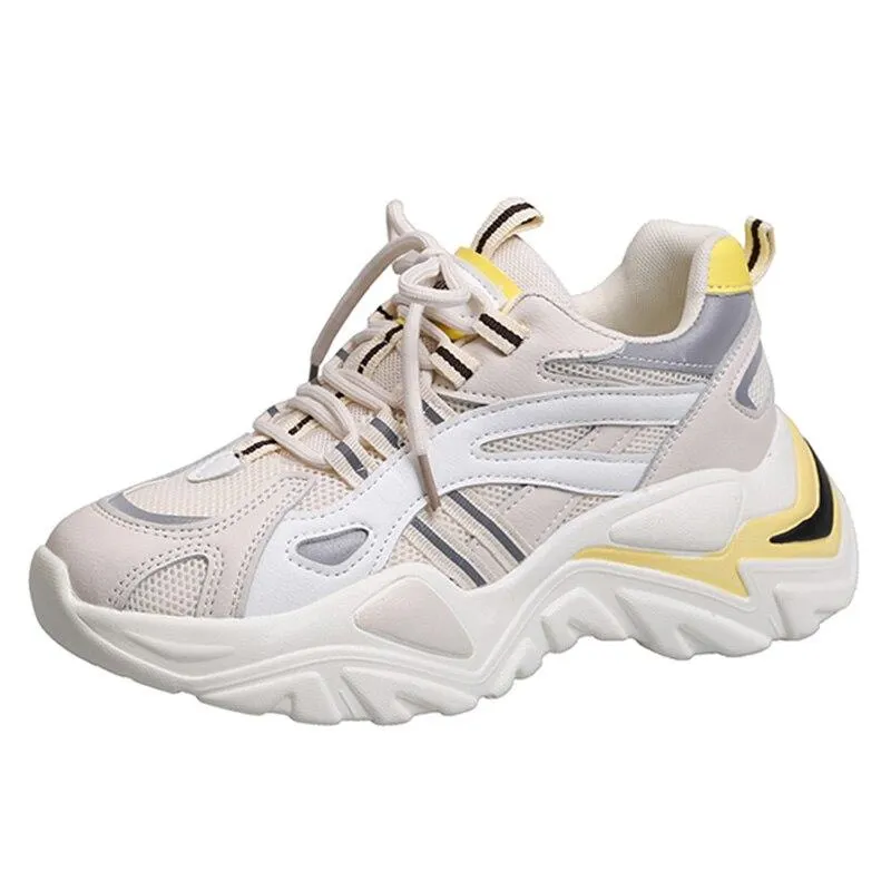 Fashion Blue Sneakers Women Spring 2021 PU Leather Ladies Platform Shoes Height Increasing Fashion Solid Color Chunky Sneakers