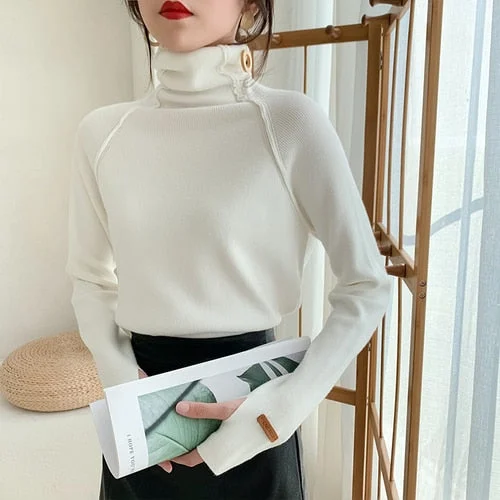 Turtleneck Sweater Women Long Sleeve Loose Sweater Pullover 5 Colors Fashion 2022 New Autumn and Winter Slim Fit Sweater 11259