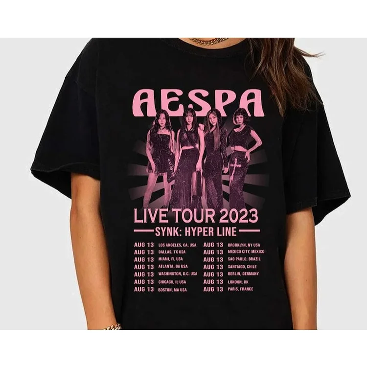 aespa 2023 ‘SYNK : HYPER LINE’ LIVE TOUR Schedule T-shirt