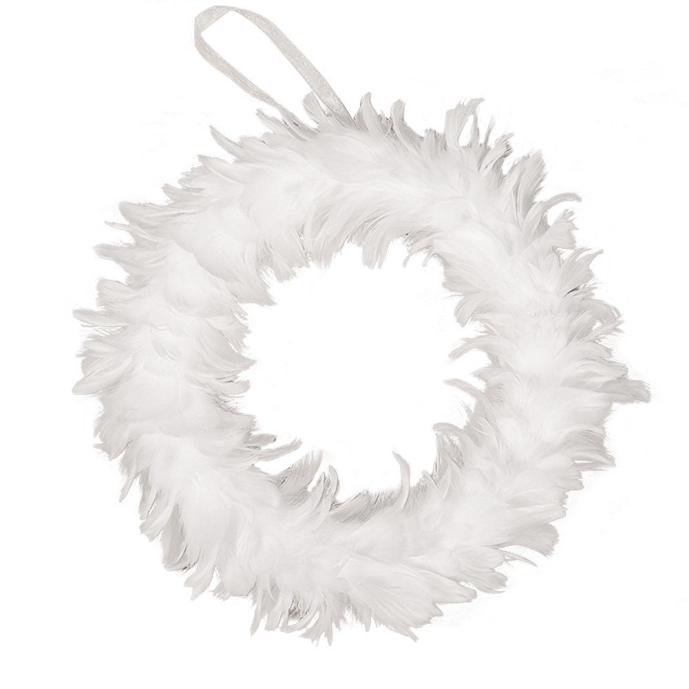 

Artificial White Feather Garland Christmas Wreath Front Door Hanging Decor, 501 Original