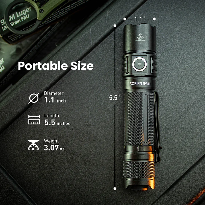 Sofirn SP35T 3800lm Tactical Flashlight USB C Rechargeable XHP50B LED Torch  with Dual Switch Power Indicator ATR