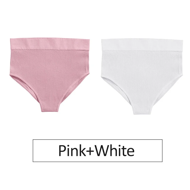 2PCS/Set Women's Panties High Waist Seamless Underwear Female Underpants Woman Sexy Briefs Ladies Panties Intimates Lingerie