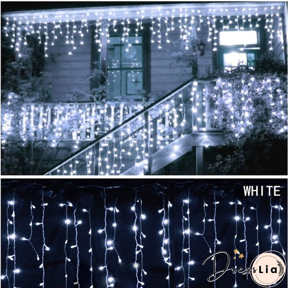 5M Christmas LED Curtain Icicle String Lights Droop 0.4-0.6m AC 110V/220V Garden Street Outdoor Decorative Holiday Light