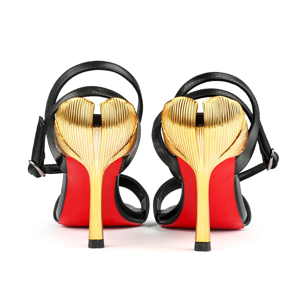 100mm Women's Red Bottom Straps Sandals Design Heels Open Toe Stiletto Shoes -MERUMOTE