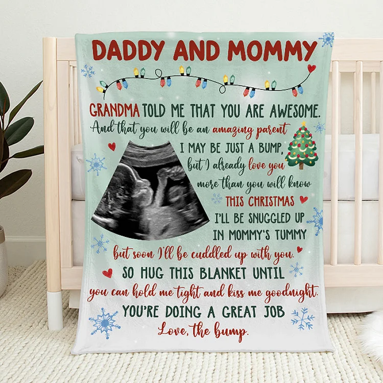 Custom Photo I May Be Just A Bump - Family Personalized Custom Baby Blanket - Christmas Gift For Mom