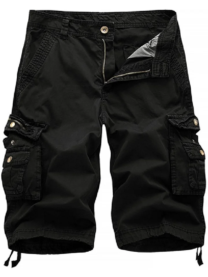 Men's Cargo Shorts Work Shorts Multi Pocket Plain Knee Length Going out Cotton Streetwear Classic Green Black
