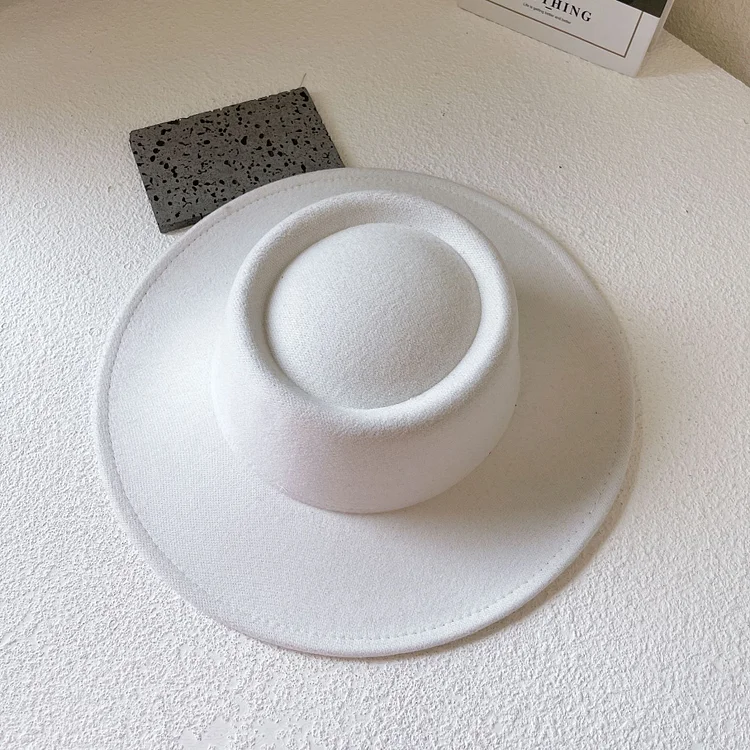 Porkpie Flat Top Hat - White