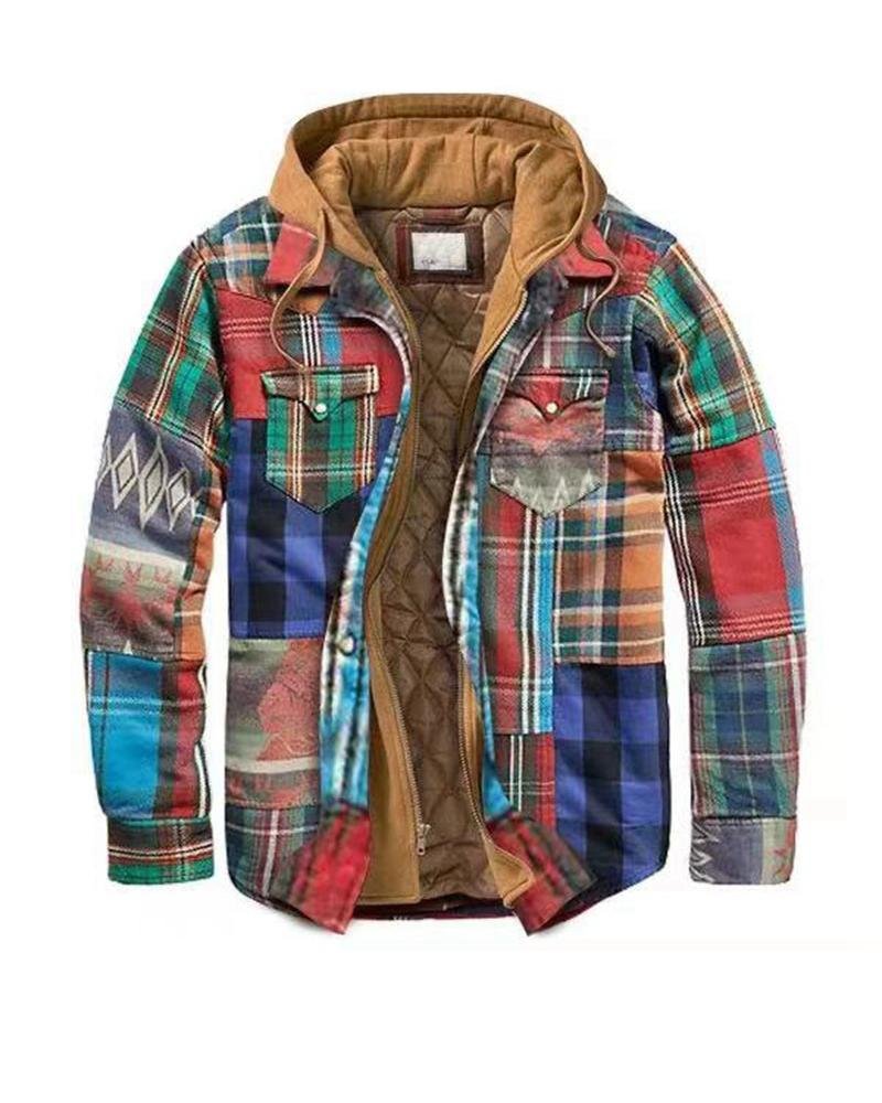 men's casual stitching printing POLO long sleeves